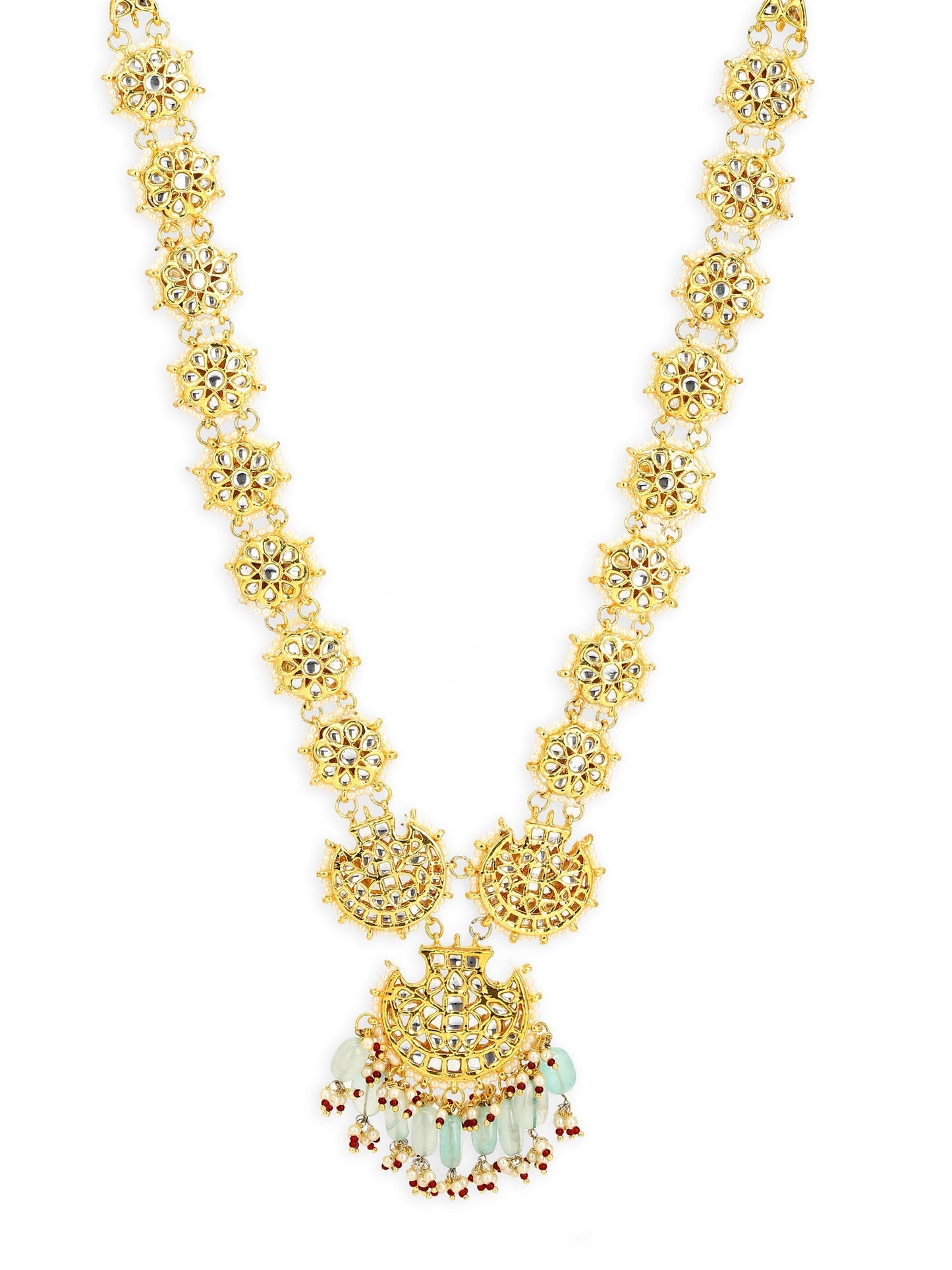 Gold-Toned White Brass Gold-Polished Necklace - Ruby Raang