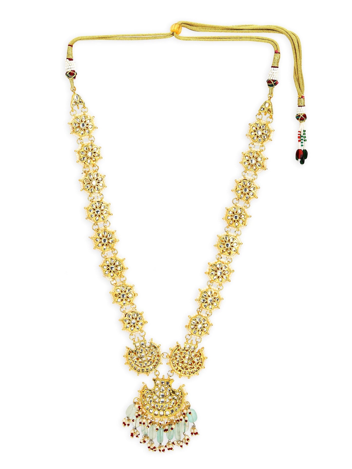 Gold-Toned White Brass Gold-Polished Necklace - Ruby Raang