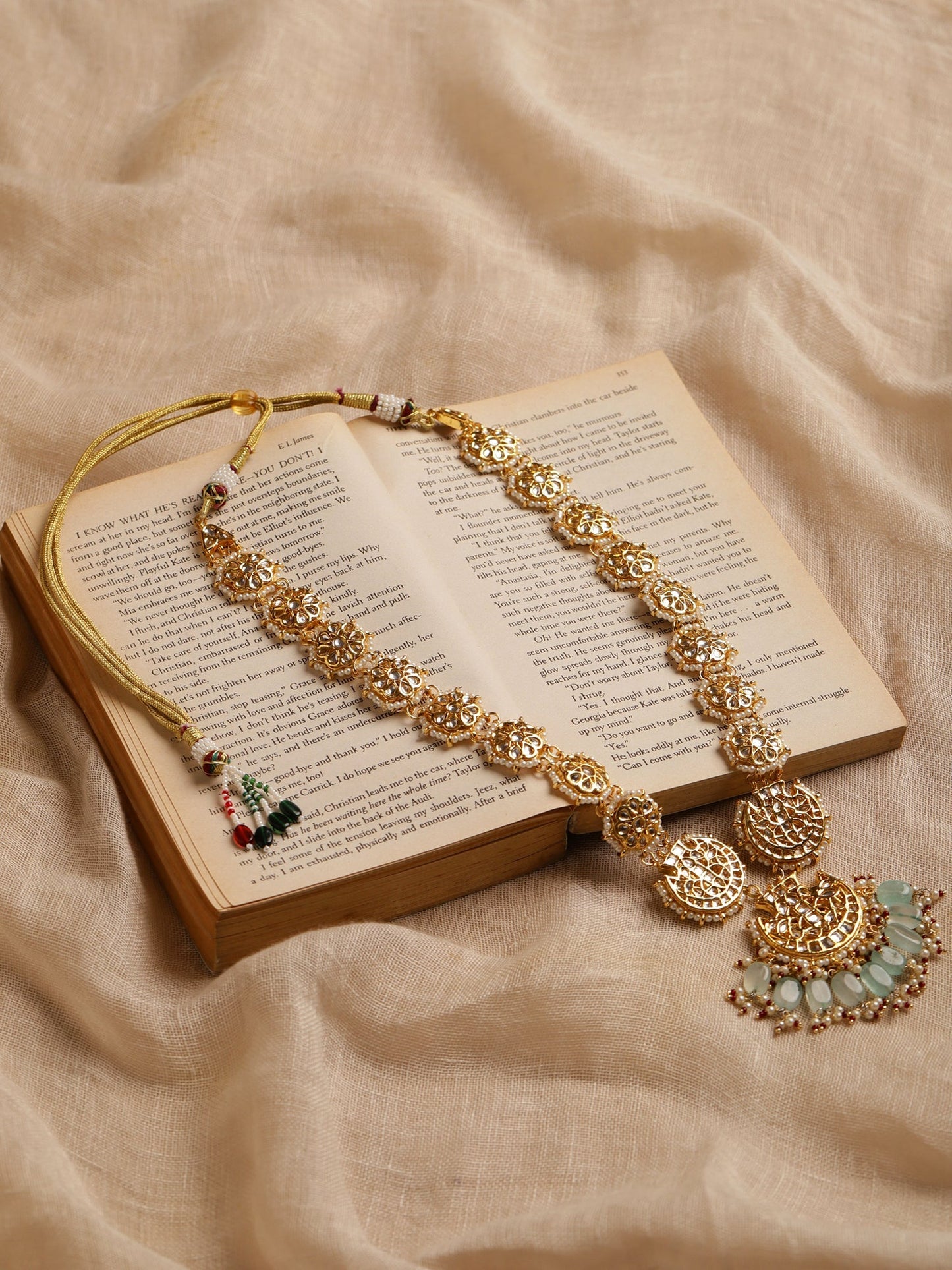 Gold-Toned White Brass Gold-Polished Necklace - Ruby Raang