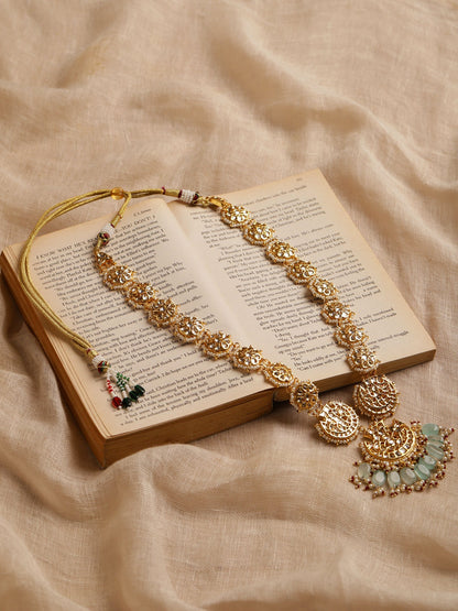Gold-Toned White Brass Gold-Polished Necklace - Ruby Raang