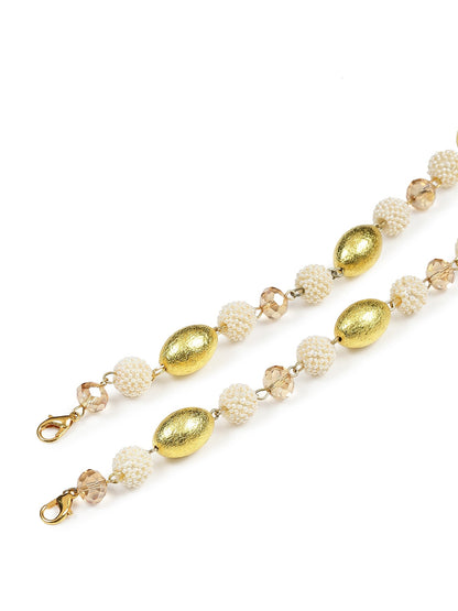 White Golden Embellished Mask Chain - Ruby Raang