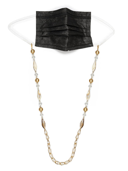 Women's White Embellished Mask Chain - Ruby Raang