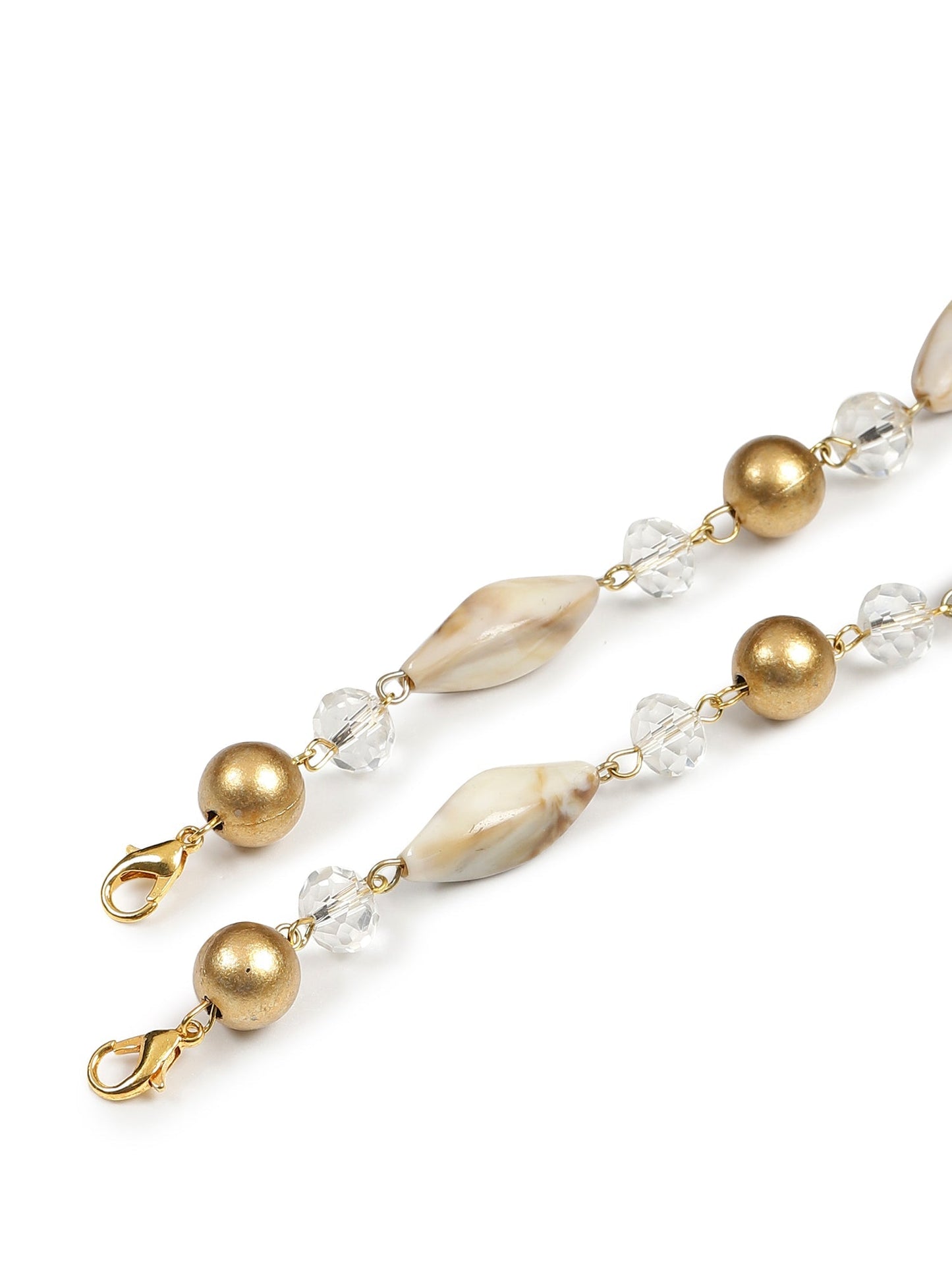 Women's White Embellished Mask Chain - Ruby Raang