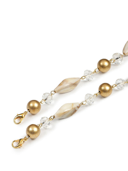 Women's White Embellished Mask Chain - Ruby Raang