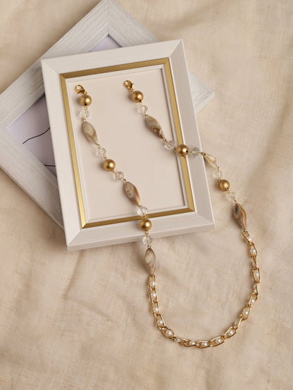 Women's White Embellished Mask Chain - Ruby Raang