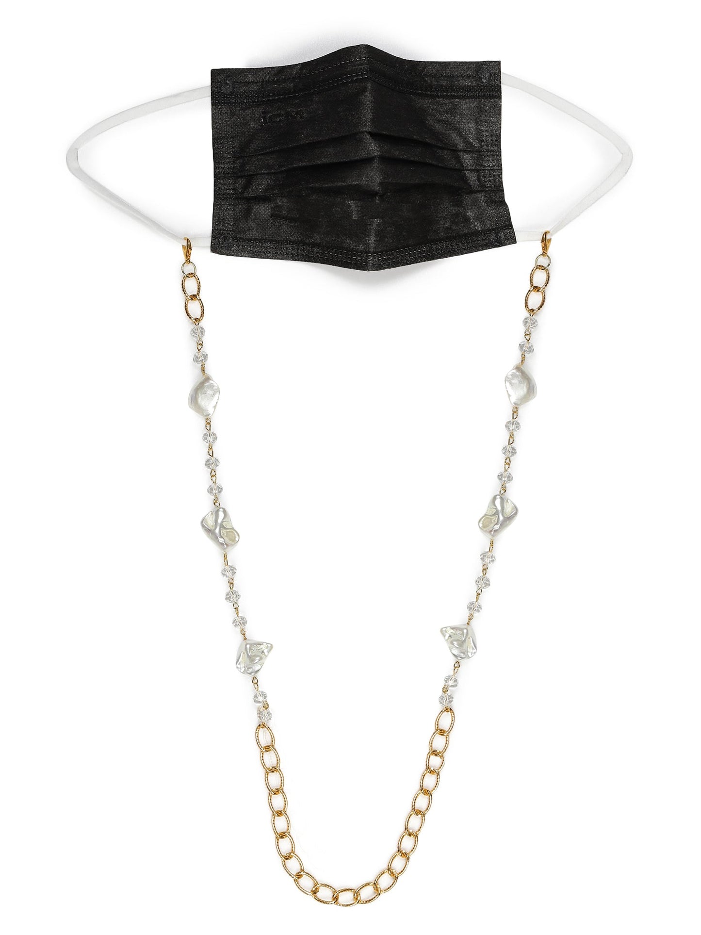 Gold Toned Embellished Mask Chain - Ruby Raang