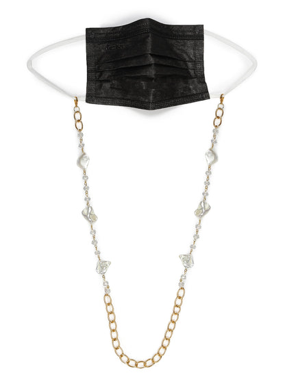 Gold Toned Embellished Mask Chain - Ruby Raang