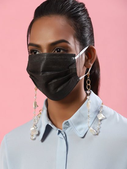 Gold Toned Embellished Mask Chain - Ruby Raang