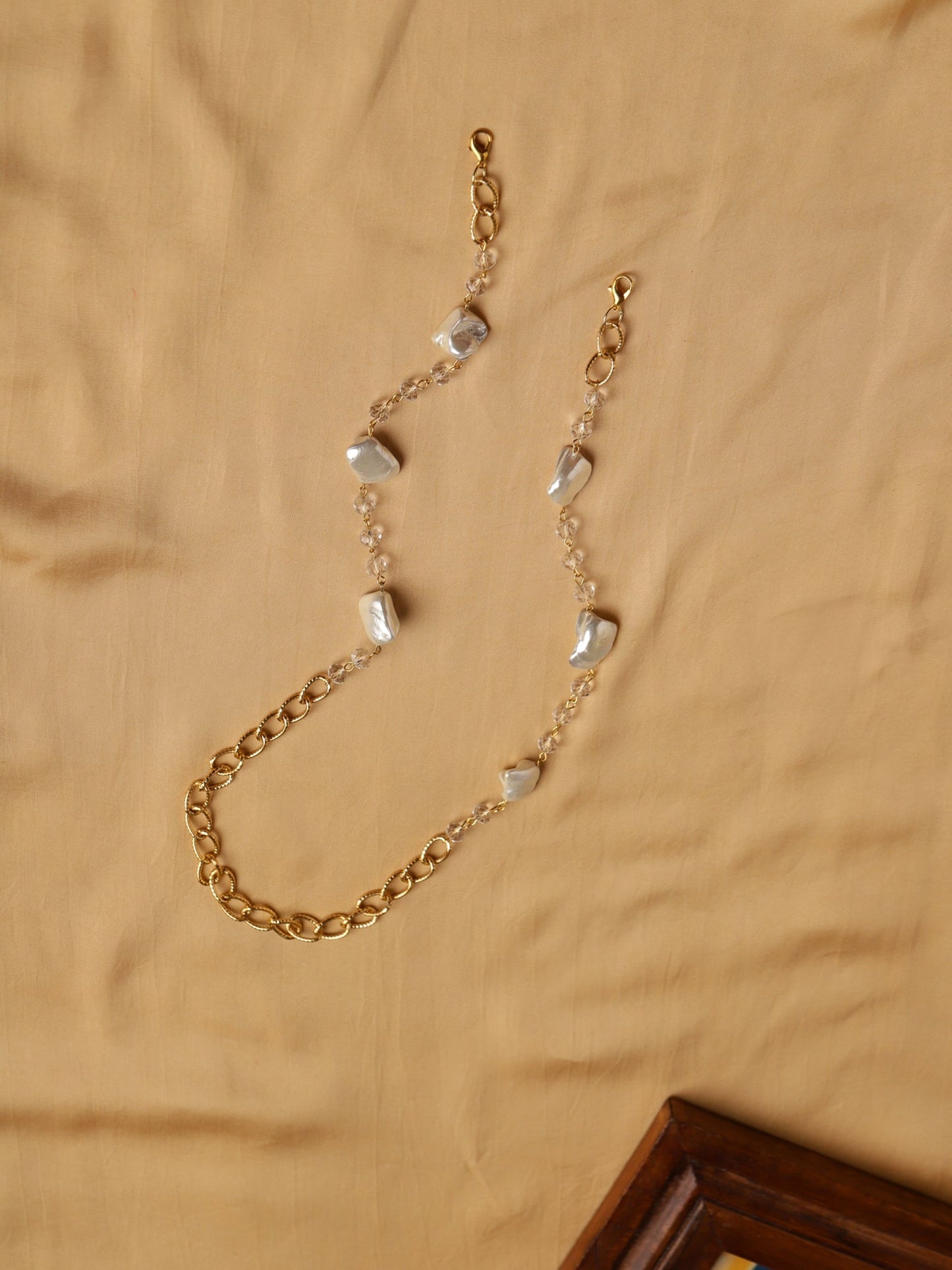 Gold Toned Embellished Mask Chain - Ruby Raang