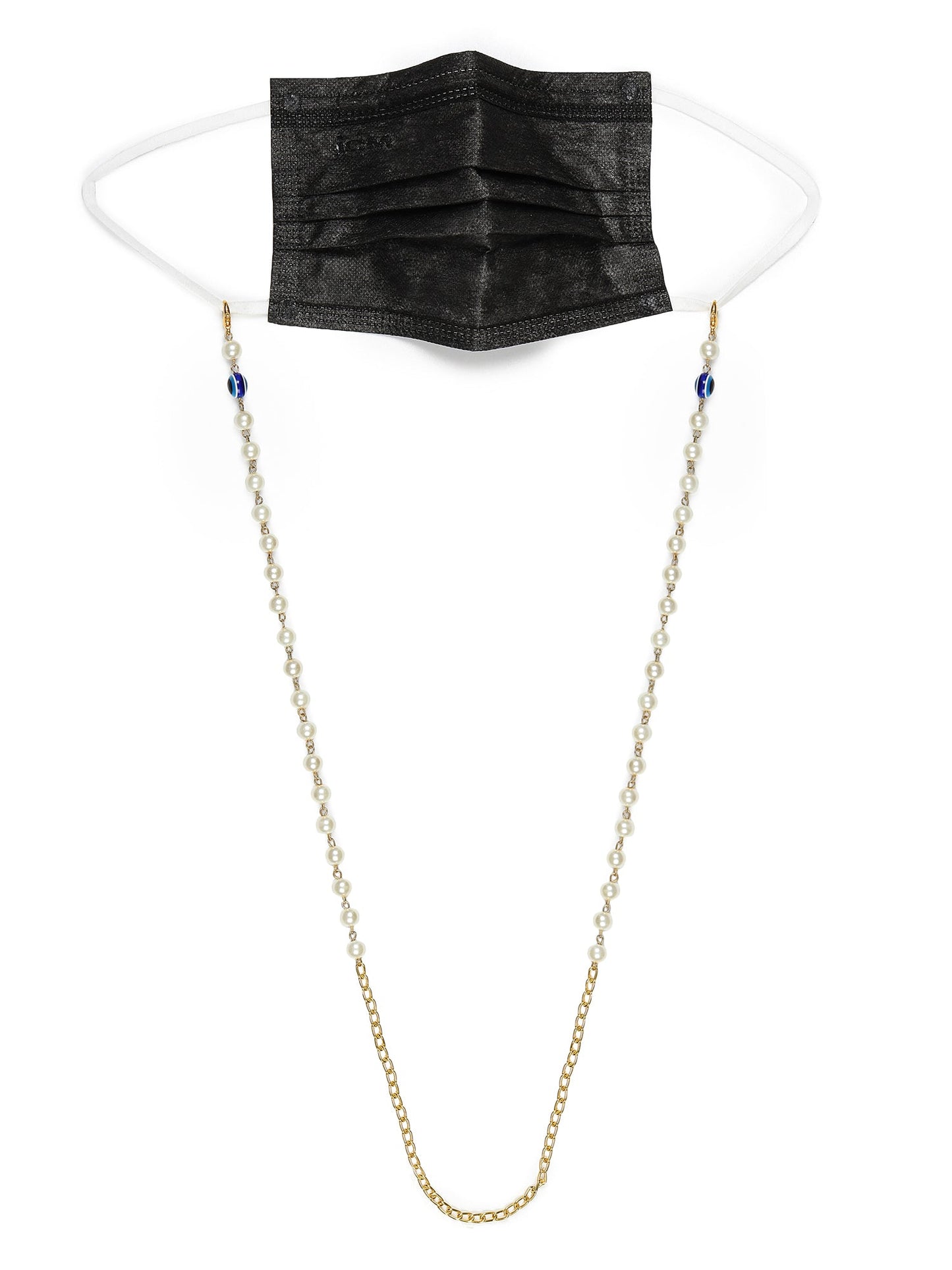 White Embellished Mask Chain - Ruby Raang