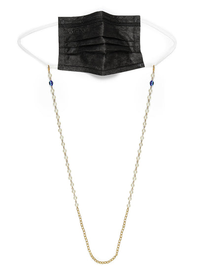 White Embellished Mask Chain - Ruby Raang