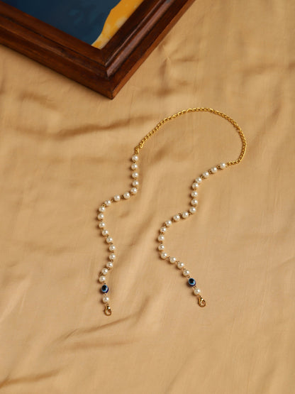 White Embellished Mask Chain - Ruby Raang