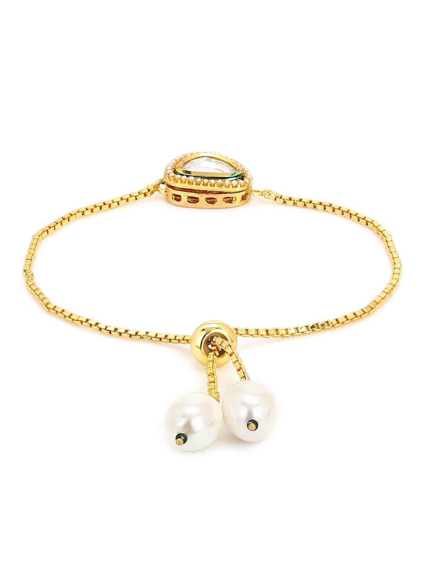 Women's Gold-Toned Brass Gold-Polished Charm Bracelet - Ruby Raang