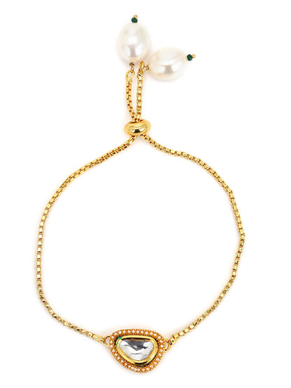 Women's Gold-Toned Brass Gold-Polished Charm Bracelet - Ruby Raang