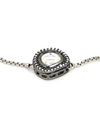 Women's Silver-Toned Brass Handcrafted Silver-Plated Charm Bracelet - Ruby Raang