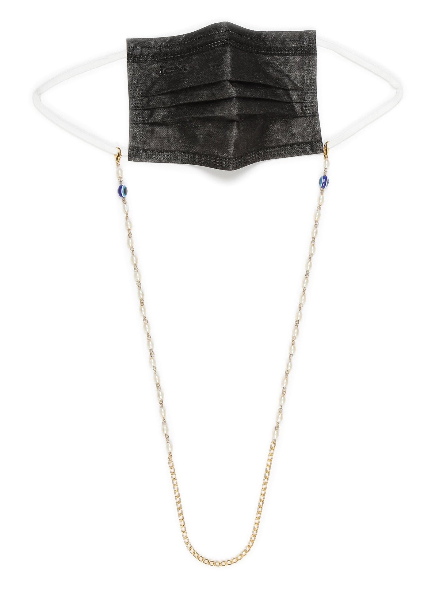 Gold-Toned Embellished Mask Chain - Ruby Raang