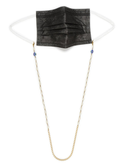 Gold-Toned Embellished Mask Chain - Ruby Raang