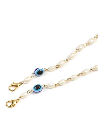 Gold-Toned Embellished Mask Chain - Ruby Raang