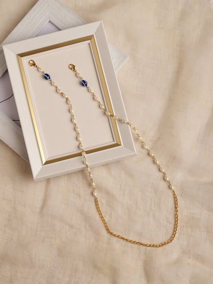Gold-Toned Embellished Mask Chain - Ruby Raang