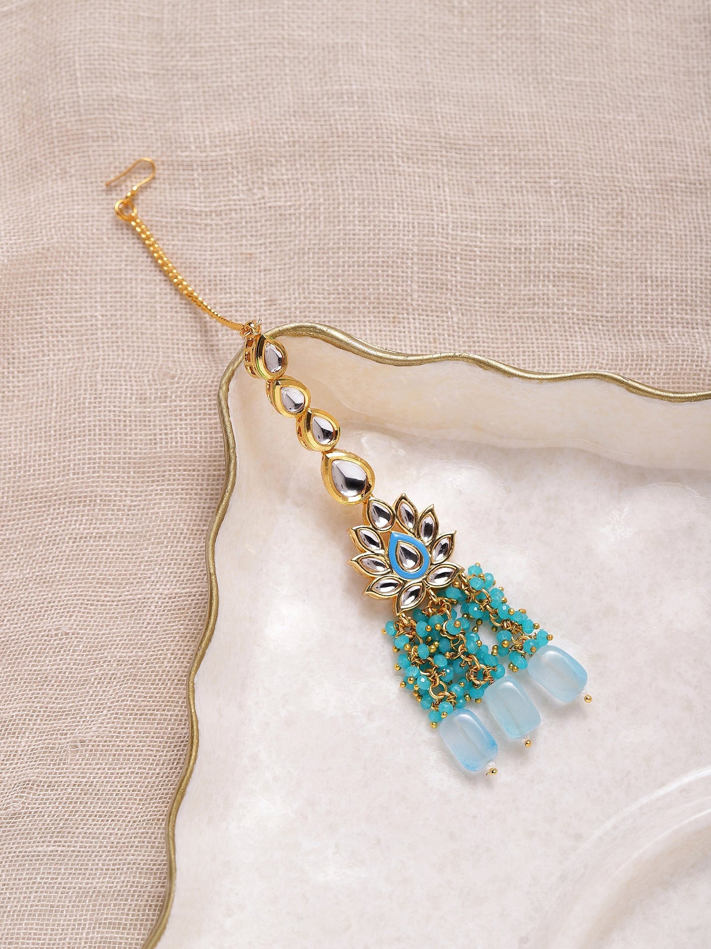 Women's Turquoise Bluegold Kundan Head Jewellery - Ruby Raang