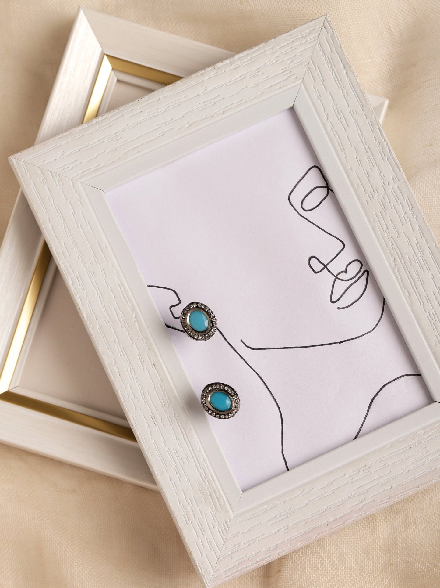 Blue Circular Studs Earrings - Ruby Raang