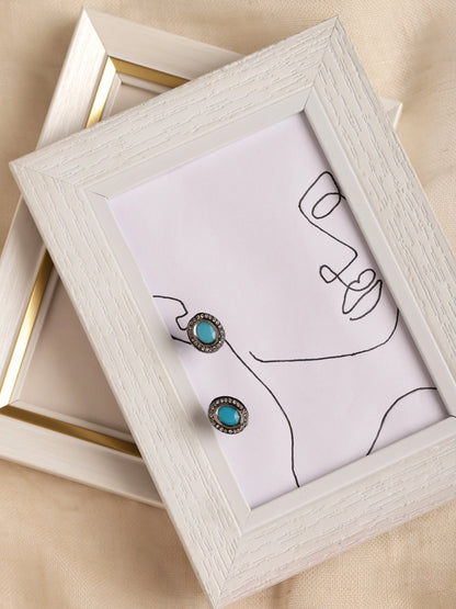 Blue Circular Studs Earrings - Ruby Raang