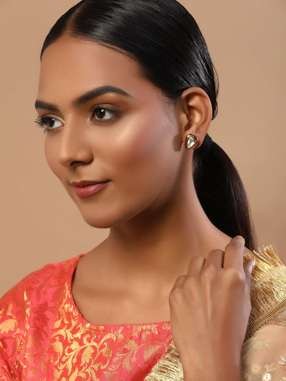Red Circular Studs Earrings - Ruby Raang