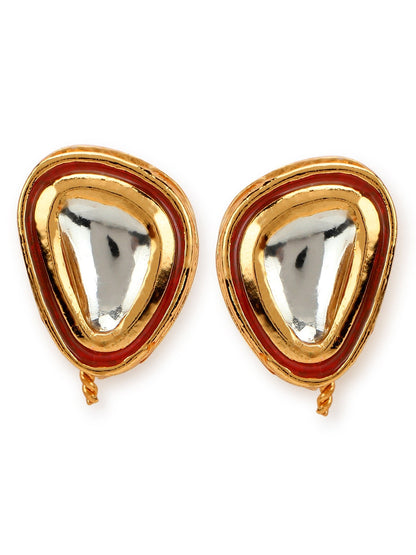 Red Circular Studs Earrings - Ruby Raang