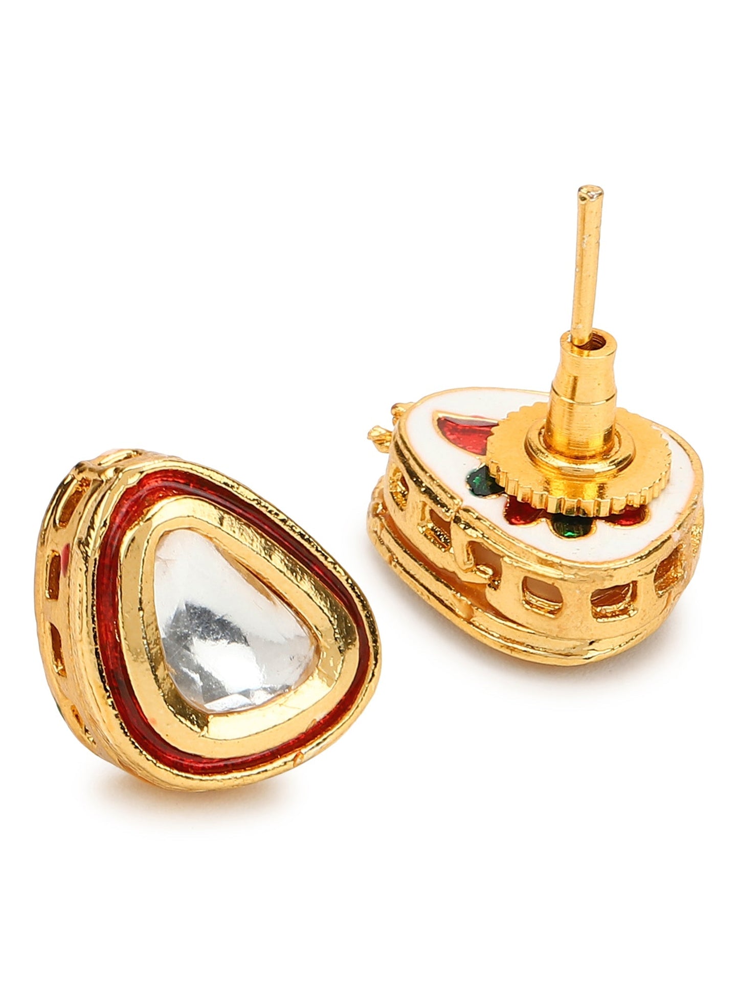 Red Circular Studs Earrings - Ruby Raang