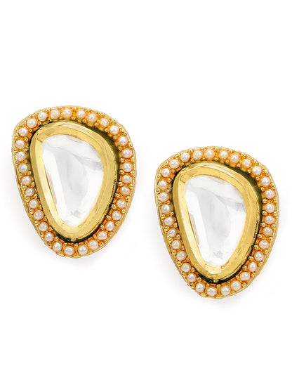 Gold-Polished Triangular Studs Earrings - Ruby Raang