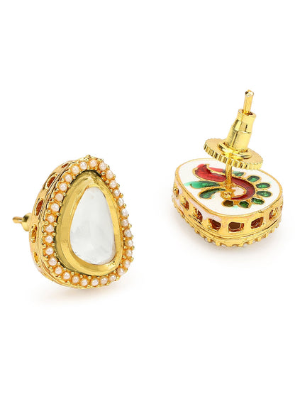 Gold-Polished Triangular Studs Earrings - Ruby Raang