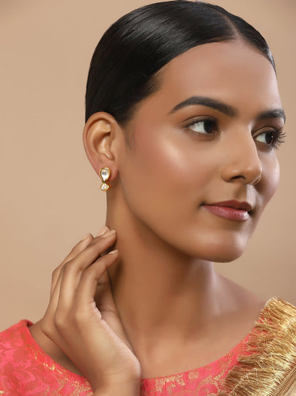 Gold-Toned Circular Studs Earrings - Ruby Raang