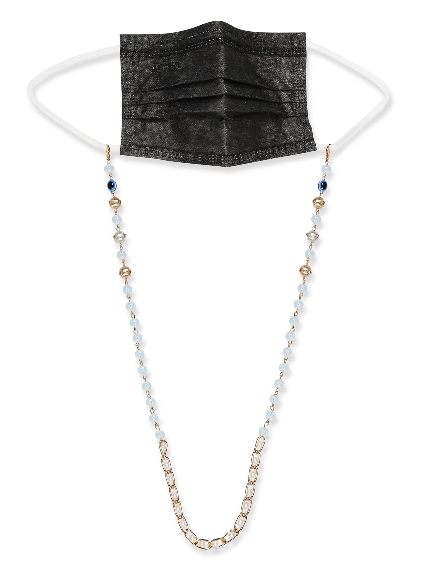 Gold-Polished Beaded Mask Chain - Ruby Raang