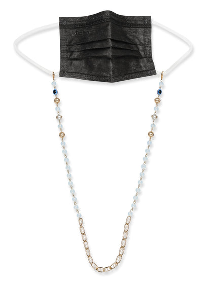 Gold-Polished Beaded Mask Chain - Ruby Raang