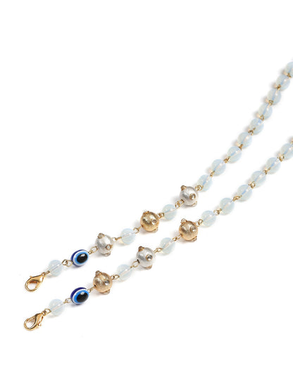 Gold-Polished Beaded Mask Chain - Ruby Raang