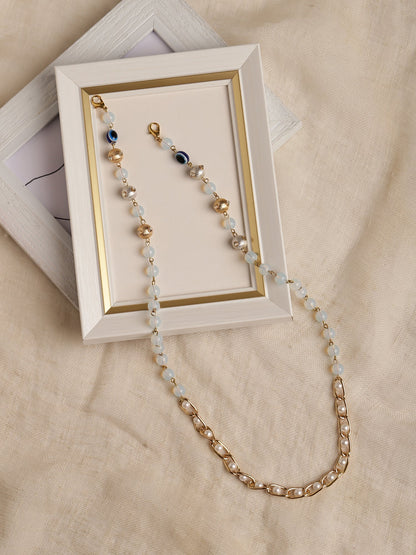Gold-Polished Beaded Mask Chain - Ruby Raang