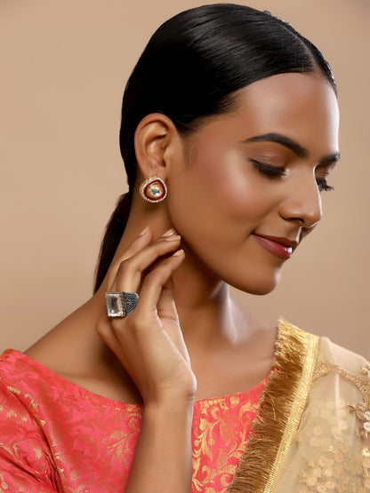 Red Circular Hoop Earrings - Ruby Raang