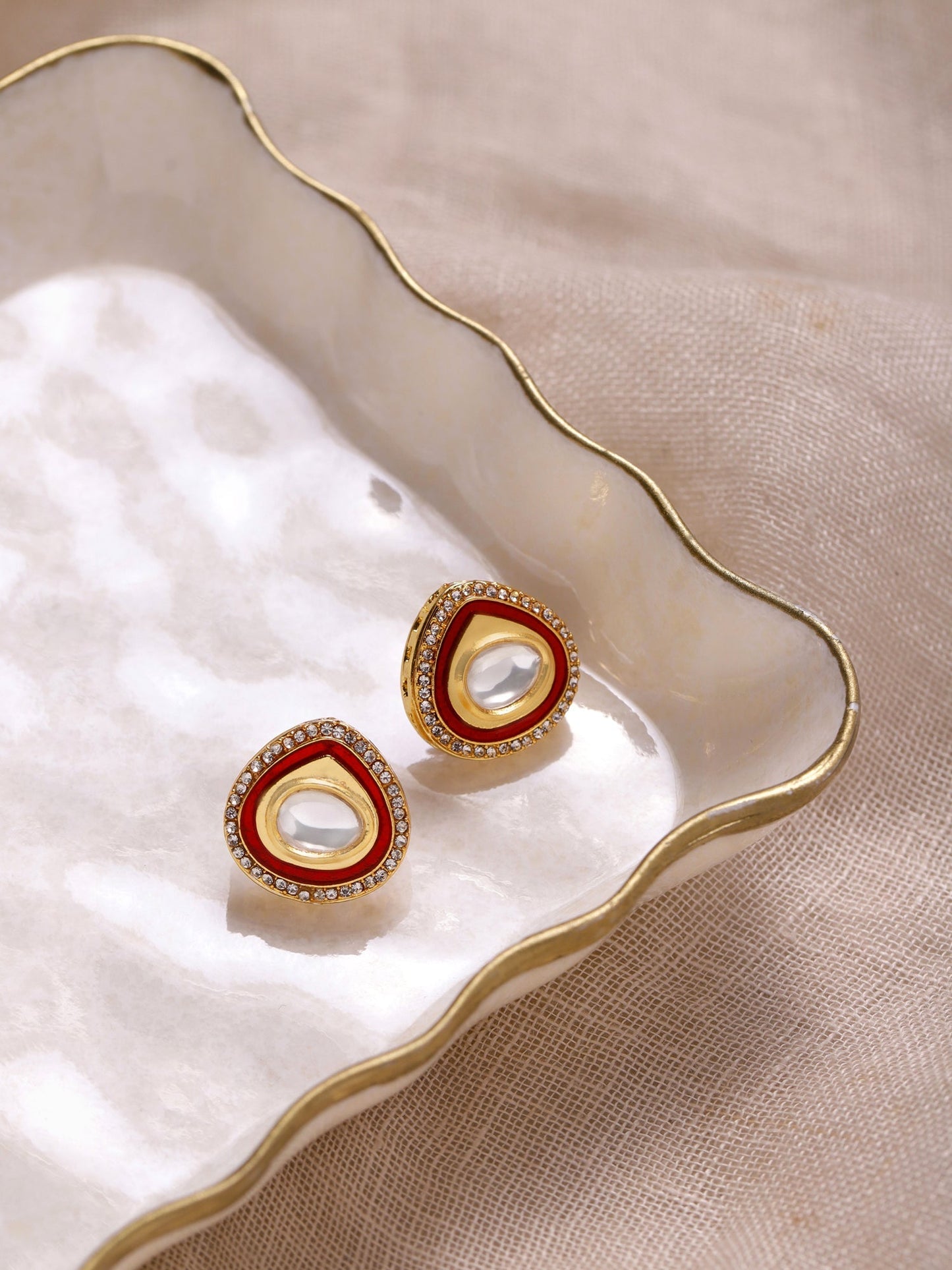 Red Circular Hoop Earrings - Ruby Raang