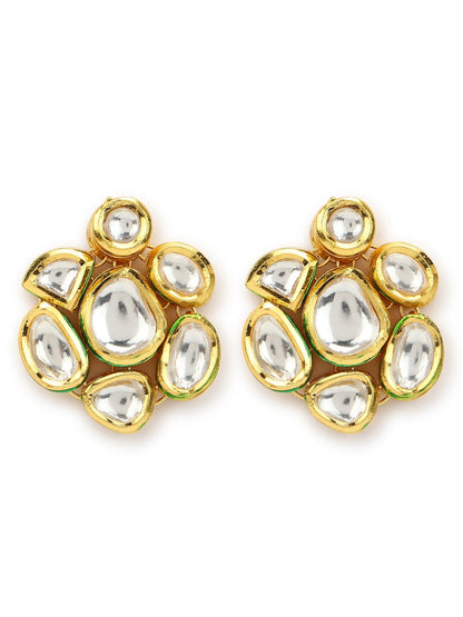 Gold-Toned Circular Studs Earrings - Ruby Raang