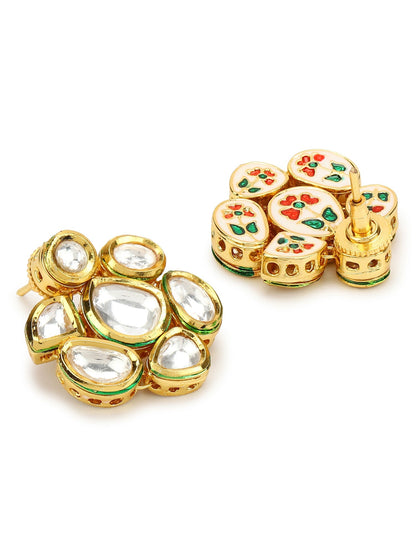 Gold-Toned Circular Studs Earrings - Ruby Raang