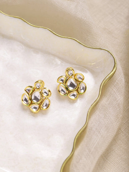 Gold-Toned Circular Studs Earrings - Ruby Raang