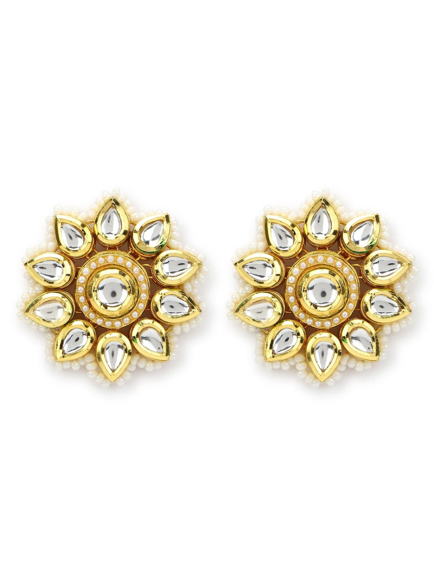 Gold-Toned Circular Studs Earrings - Ruby Raang