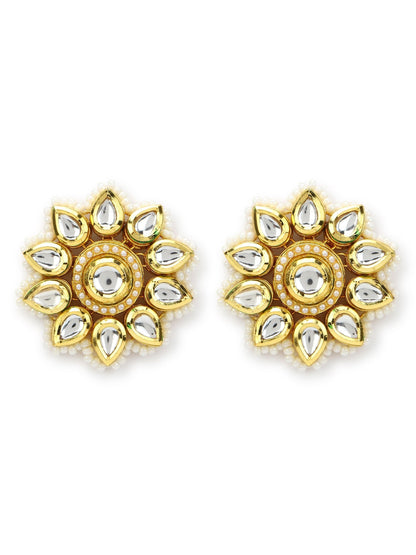 Gold-Toned Circular Studs Earrings - Ruby Raang