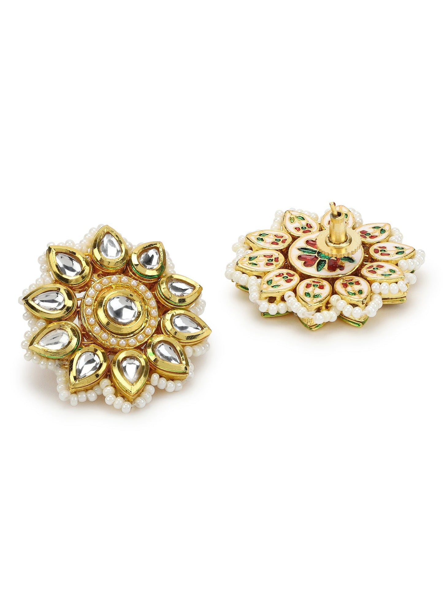 Gold-Toned Circular Studs Earrings - Ruby Raang