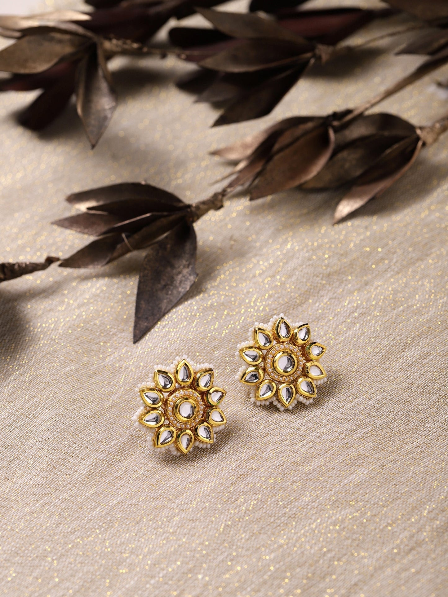 Gold-Toned Circular Studs Earrings - Ruby Raang