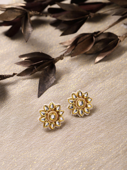 Gold-Toned Circular Studs Earrings - Ruby Raang