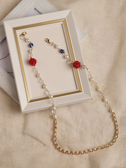 White Embellsihed Mask Chain - Ruby Raang