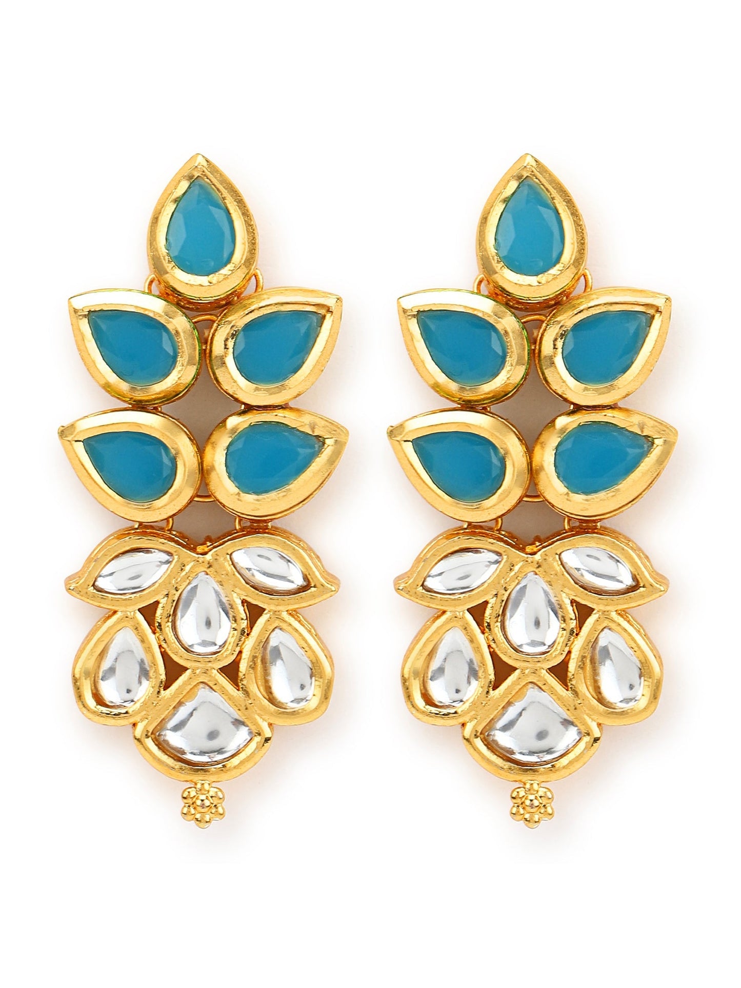 Gold-Toned Leaf Shaped Studs Earrings - Ruby Raang