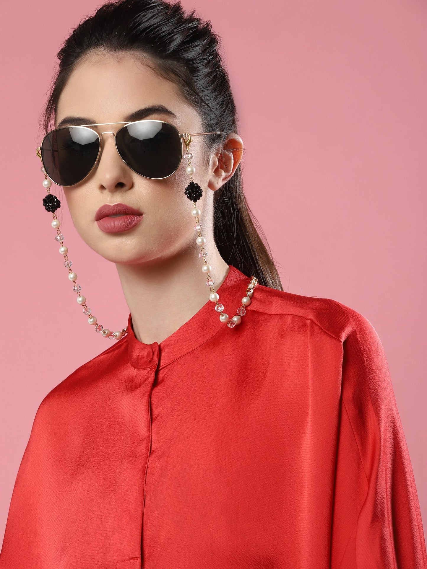 Beaded Embellished Mask Chain - Ruby Raang