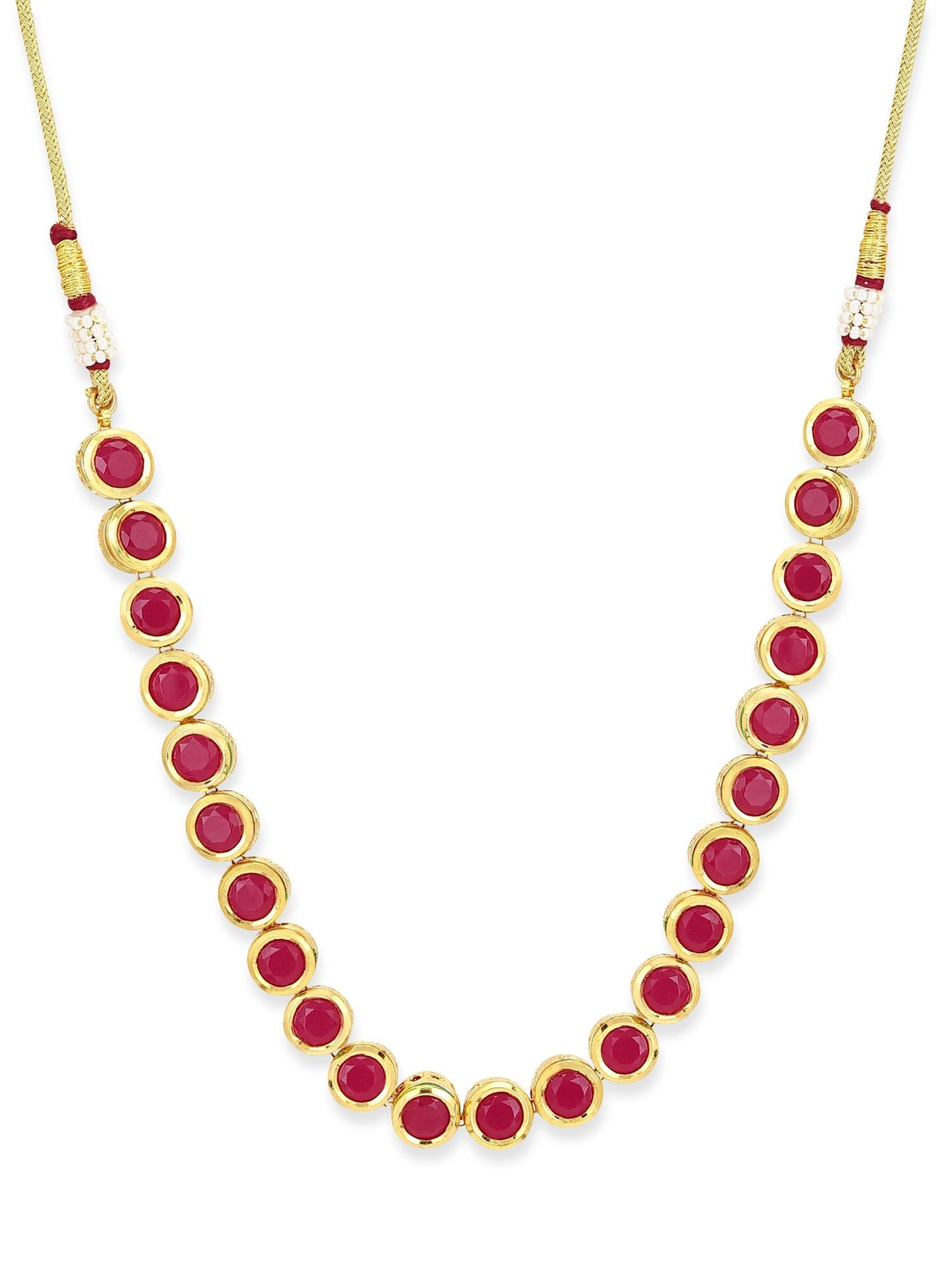 Pink Brass Gold-Polished Necklace - Ruby Raang